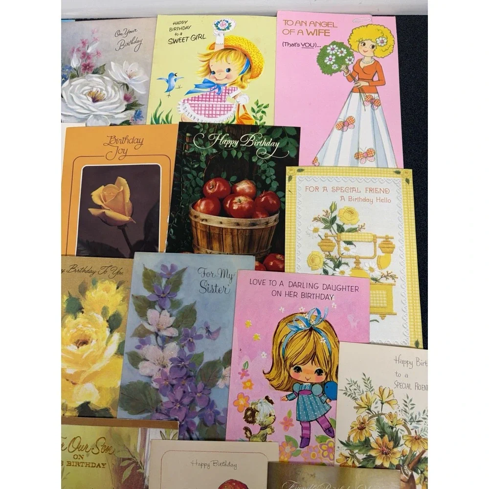 Vintage Birthday Cards Some Fronts ONLY Scrapbooking Crafts Decoupage Lot of 50+